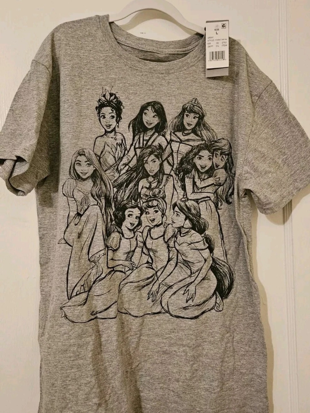 Disney Princesses T-shirt, Heather Gray, Large, NWT